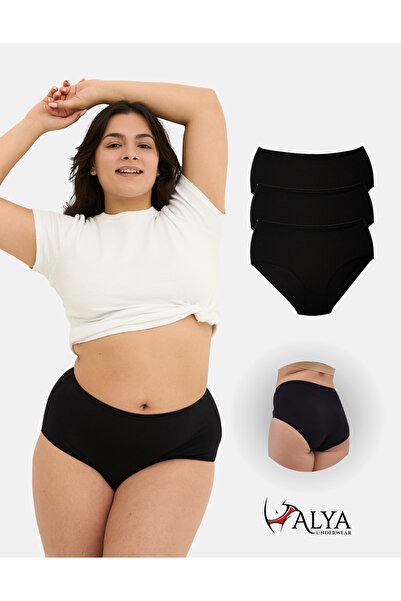 ALYA UNDERWEAR Chiloți mari pentru femei - 3 bucăți negri (5XL, 6XL, 7XL)