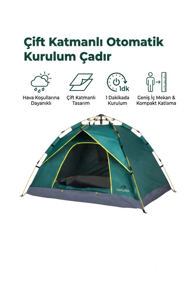 kamptek kamp teknolojisi Kamptek Outdoor 4 Kişilik Otomatik Kurulum Kamp Çadı...