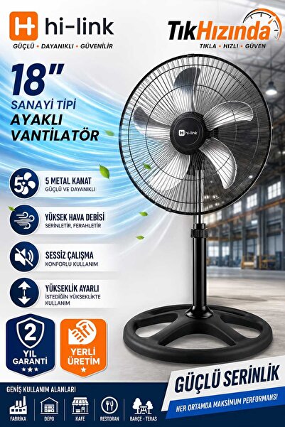 TıkHızında Hi-Link Vantilatör 5 Metal Kanatlı Bakır Sargılı Motor 18" Sanayi ...