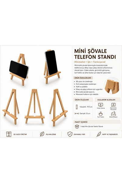 SYK Design Mini Şövale Telefon Standı – 3D Baskı Masaüstü Telefon Tutucu