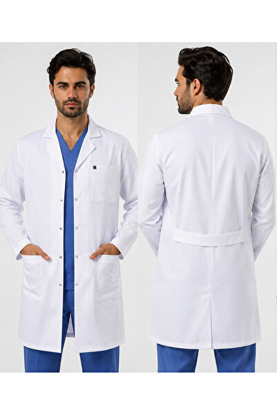 MEDİKAL Erkek Klasik Yaka Beyaz Doktor Öğretmen Vizit Önlük