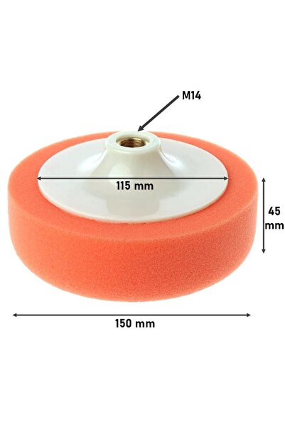 Telvesse 5+1 Set Polisaj Süngeri Turuncu Oto Pasta Cila Parlatma Pedi 150mm + Matkap Aparatı