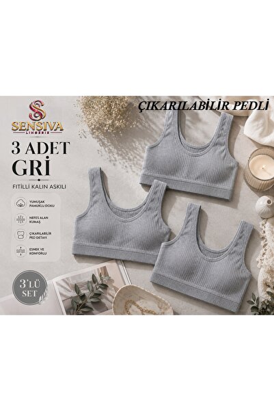 sensiva lingerie عبوة من 3 قطع من البستير ذو الأشرطة السميكة - قميص داخلي قصي...