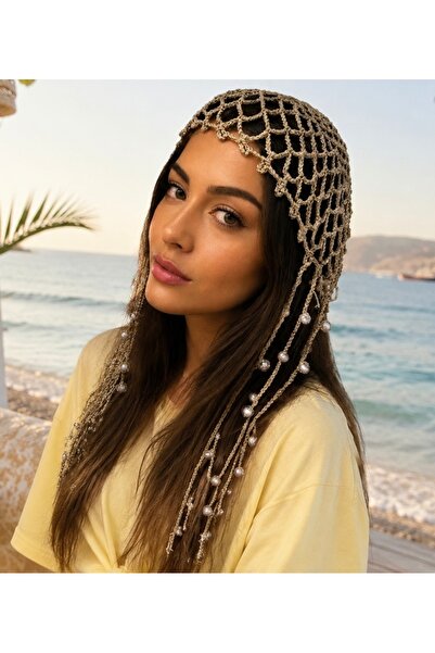 ADEN BEBEK AKSESUARLARI Bohemian Hand Knitted Bead Detailed Hairnet Handmade ...