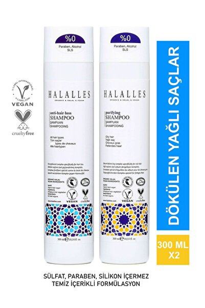 Halalles Anti-Hair Loss Shampoo Set for Oily Hair, Vitamin Biotin Amino Acid-...