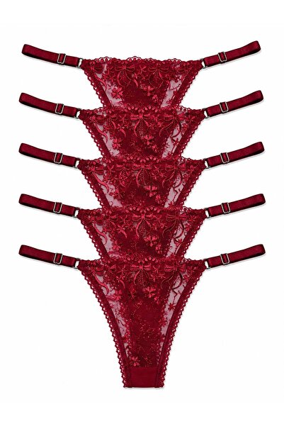 mendoza store Chiloți tanga ajustabili cu flori roșii Claret, mărimi S-M-L-XL...