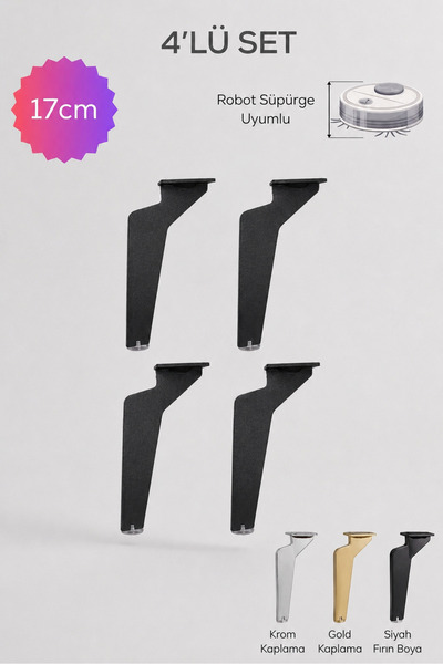 NİKSA METAL 4'lü Set-Modern Metal Ayak-TV Ünitesi Ayağı-Koltuk Ayağı-Kanepe A...