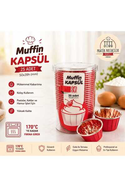 pratikpastacılık Siyah 50'li Kek Kalıbı Fırında Dağılmayan 6.5x4 Cm Sert Kart...