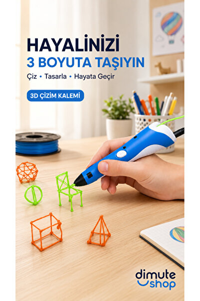 MSYELEKTRONİK 3d Çizim Yazıcı Kalemi Mavi-hayalinizdeki Çizimi Yapın