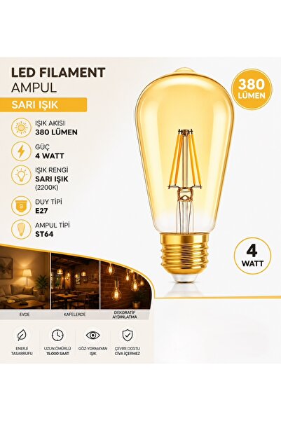 LEDO LEt 380 Lümen Kırılmaz Gövde Sarı Renk Ampül 4 Watt