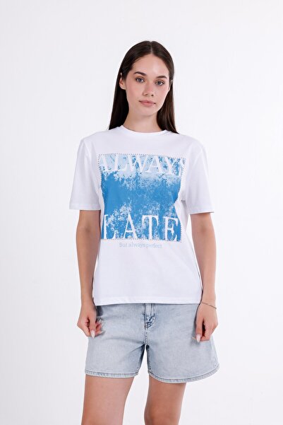 Taşlı Baskılı T-Shirt