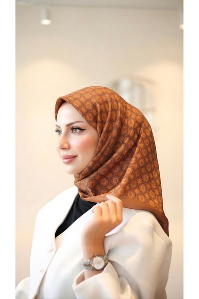 YILDIZ SCARFS Mosaic Pattern Imported Cotton Scarf - Mustard