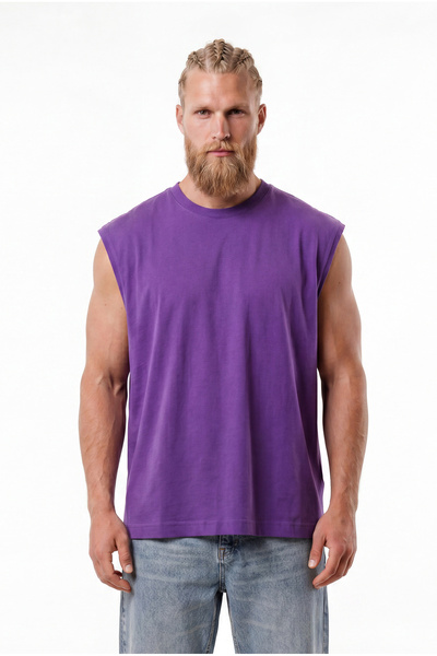 Machinist Men's Oversize Crew Neck Basic Undershirt Light Purple