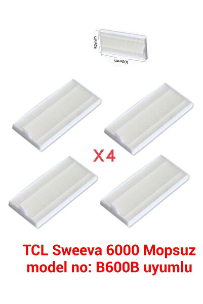 LİN GRUP TCL Sweeva 6000 بدون ممسحة رقم الموديل: فلتر HEPA متوافق مع B600B 4 قطع