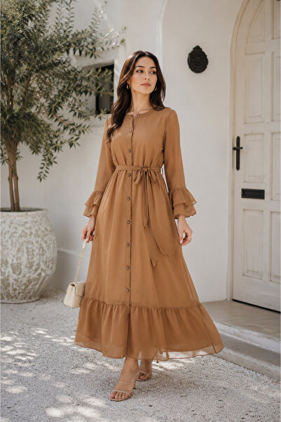 Libas lab Turab - Exquisite Chiffon Fully Lined Maxi Dress with Layered Bell ...