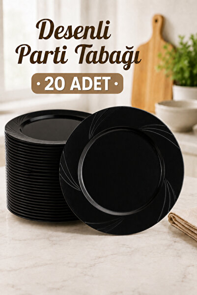 Ezupack 20'li Siyah Renk LÜX SERT PLASTİK Parti Doğum Günü Sunum Davet Nişan ...