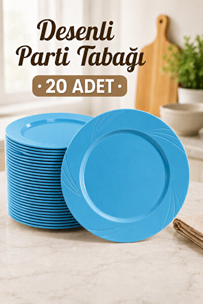 Ezupack 20'li Mavi Renk LÜX SERT PLASTİK Parti Doğum Günü Sunum Davet Nişan S...