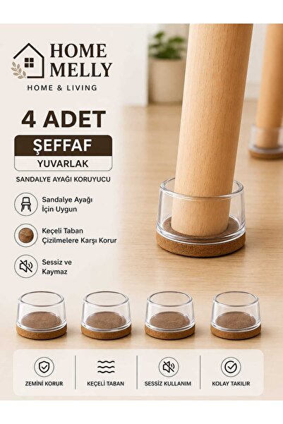 btm home 4 Adet Silikon Sandalye Ayağı Koruyucu Keçeli Zemin Çizmez Kaydırmaz...