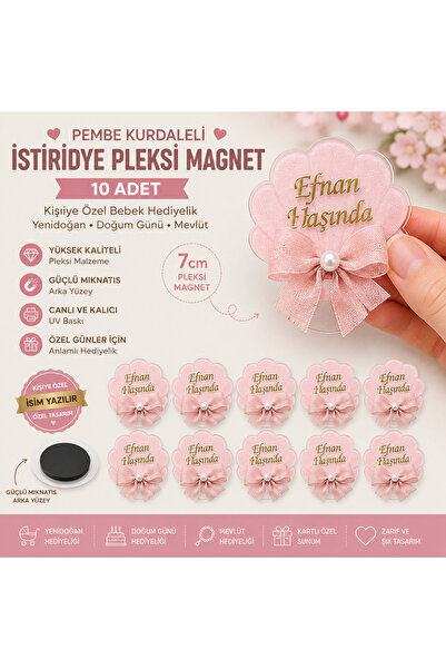 Pass Pano Pembe Kurdaleli İstiridye Pleksi Magnet 10 Adet | Kişiye Özel Bebek...