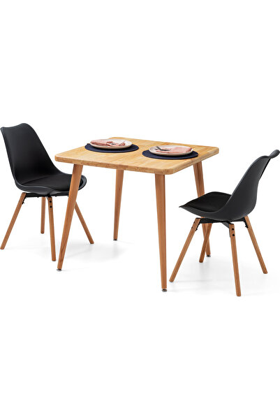 Bensett Kitta Yemek Masası, %100 Masif Ahşap, 80x80 Cm, Naturel