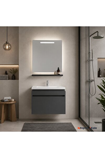 KALE Idea 2.0 80 Cm Parlak Antrasit Tek Çekmeceli Banyo Dolabı Takımı