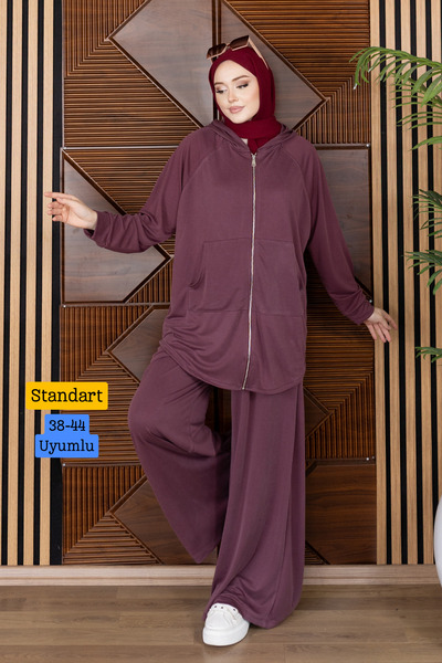 Balenbi Women's Modal Pique Fabric Hooded Kangaroo Pocket Hijab Set 1225 Clar...