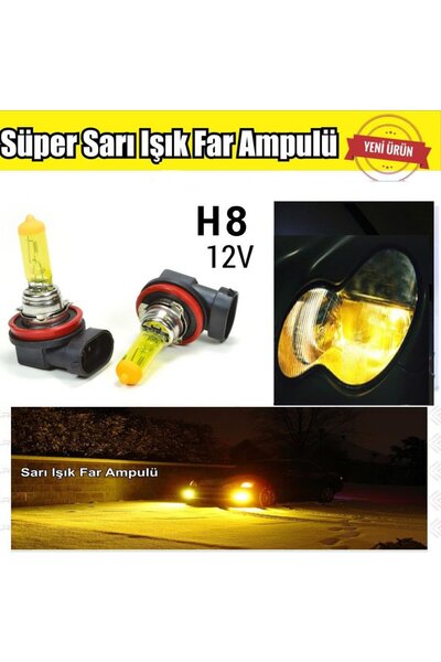 Universal H8 JDM Süper Sarı Işık Far Ampul 12V 100W-55W