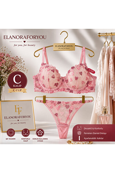 ELANORAFORYOU طقم حمالة صدر وسروال داخلي شفاف من ELANORA AMORE باللون الأحمر ...