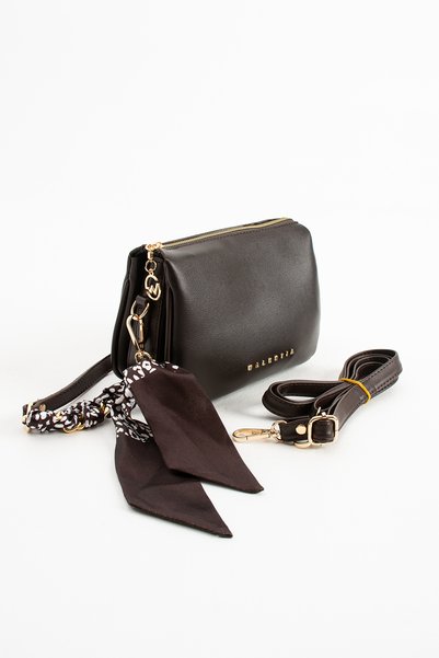 DEV 3 ADAM Brown Scarf Zippered Three-Compartment Women's Baguette Shoulder and Crossbody Bag