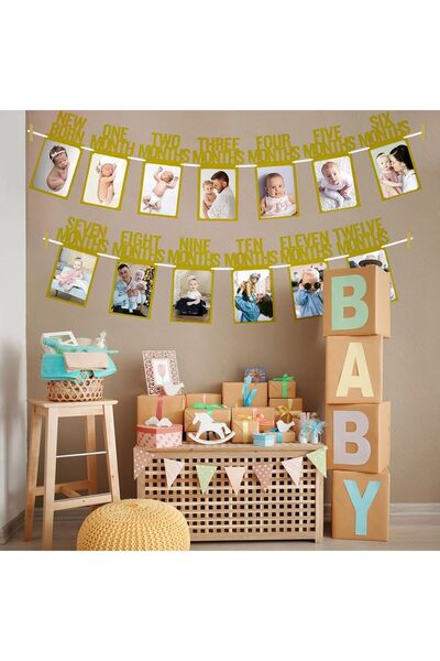 Arabest First Birthday Burlap Banner,1st Birthday Photo Banner for Boy Girl N...