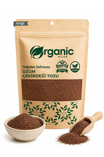 Organic Kiler Üzüm Çekirdeği Tozu 100gr. İnce Öğütülmüş & Elenmiş, Katkı Madd...