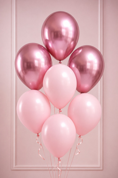 Parti dolabı 7li (3 Krom Pembe Ve 4 Makaron (pastel) Pembe) Renk Parlak Aynal...