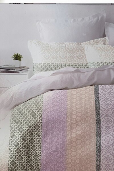 MILANO COLLECTION Set Lenjerie Pat Dublu 100% Bumbac 51209 C3 Violet/Beige
