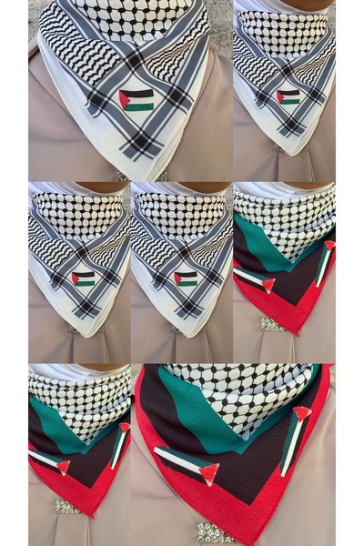 ALDAIYR 7 أوشحة بتصميم فلسطيني 50x50 للجنسين مناسبة للاستخدام اليومي، شال من ...