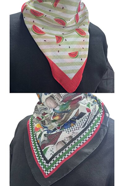 ALDAIYR 2 bucăți eșarfe cu tematică palestiniană 50x50, unisex, potrivite pen...