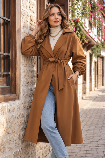benguen 61533 Model Trenč kaput sa pojasom u bež boji