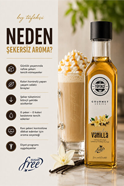 By Tüfekçi Şekersiz Vanilya Aromalı Kahve Şurubu 60 ml | Sugar Free | 0 Kalori | Yüksek Aroma