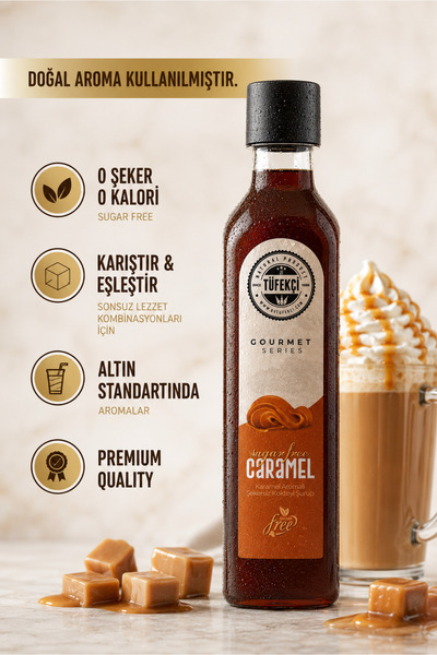 By Tüfekçi Şekersiz (Sugar Free) 4’lü Deneme Şurup Seti | Kahve Şurubu | Kalorisiz Formül (4x60 ml) + 1 Hediye