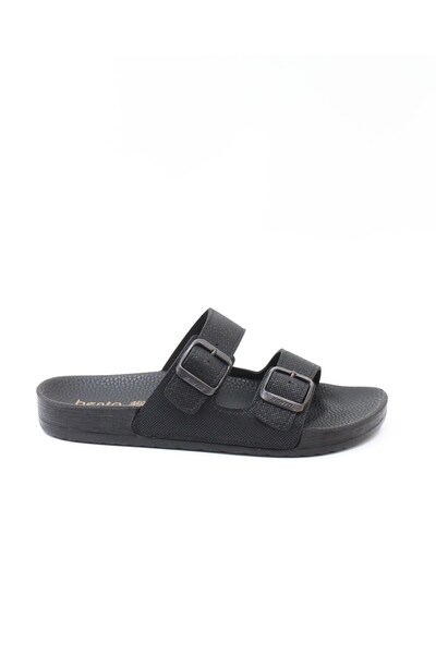 Generic Brand 43001 Black Double Buckle Anatomical Unisex Slippers