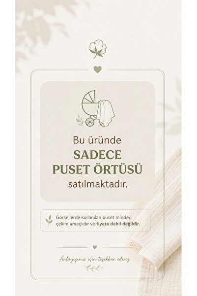 Puro Cotone %100 Pamuk Harf Desenli Müslin Puset Örtüsü