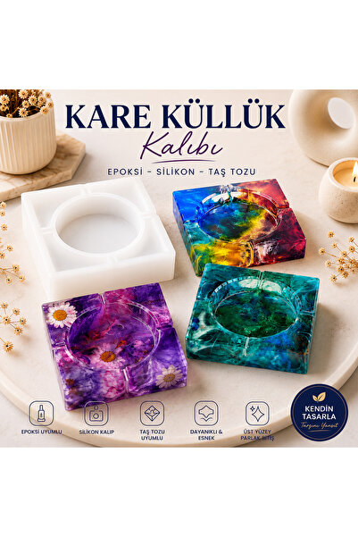 Şenhomee Epoksi Silikon Reçine Kare küllük kalıbı 10x10 cm