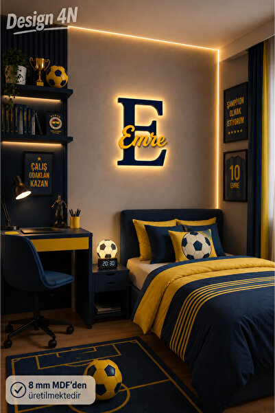 Design 4N LED Işıklı Kişiye Özel Taraftar Duvar Dekoru