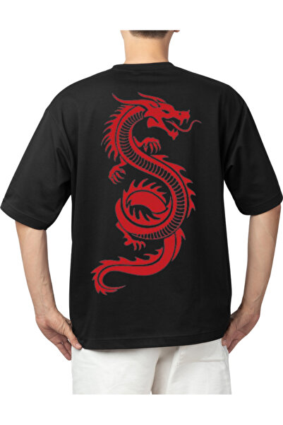 TROVE dragon back printed oversize t-shirt
