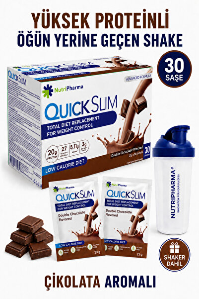 NUTRIPHARMA Quıck Slım Öğün Yerine Geçen Shake - 30 Saşe - Çikolata Aromalı -...