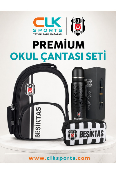 Sports Taraftar Tayfa School Bag, Pencil Case - Premium Set with Thermos Flas...