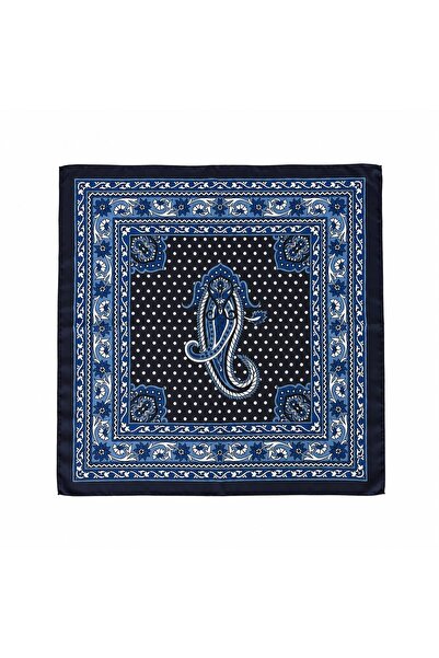 Axesoire 13935 Navy Blue Shawl Patterned Women's Satin Scarf 50X50 cm Bandana...
