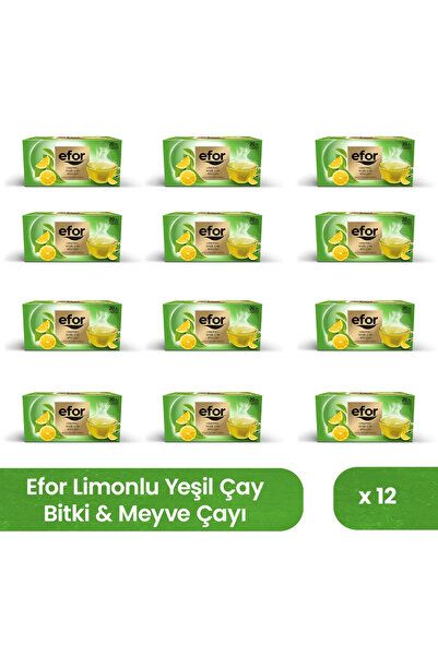 EFOR ÇAY Efor Mint Lemon Cup Bagged Herbal and Fruit Tea 20 Li X 12 Pieces