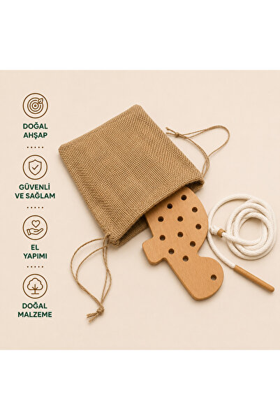 Montessori Gemisi Montessori Turtle Stringing Set |   Wooden Rope Threading G...