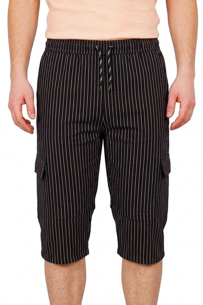 wingetstar Black Striped Shorts with Cargo Pockets