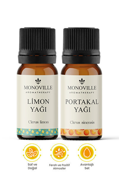 Monoville زيت الليمون 10 مل، زيت البرتقال 10 مل، مجموعة من 2 قطعة نقية وطبيعي...